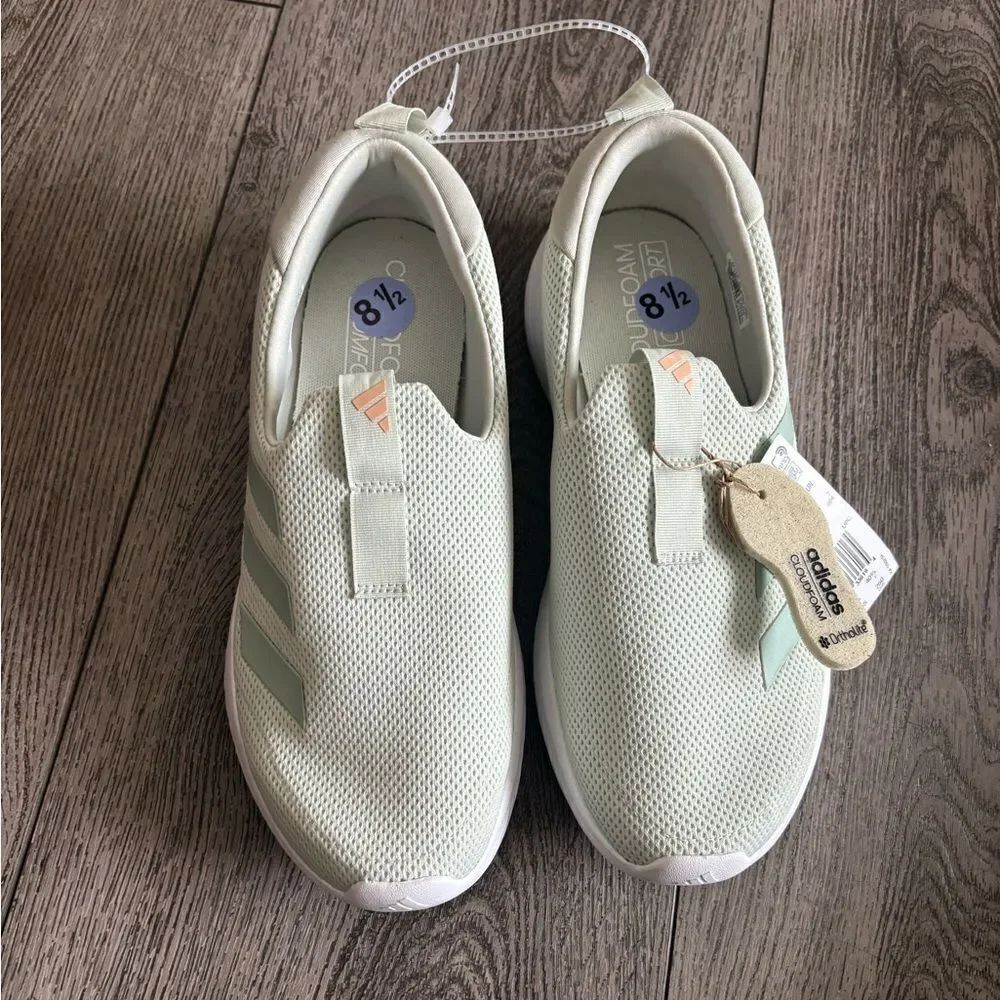 Adidas Light Green Cloudfoam Slip-Ons